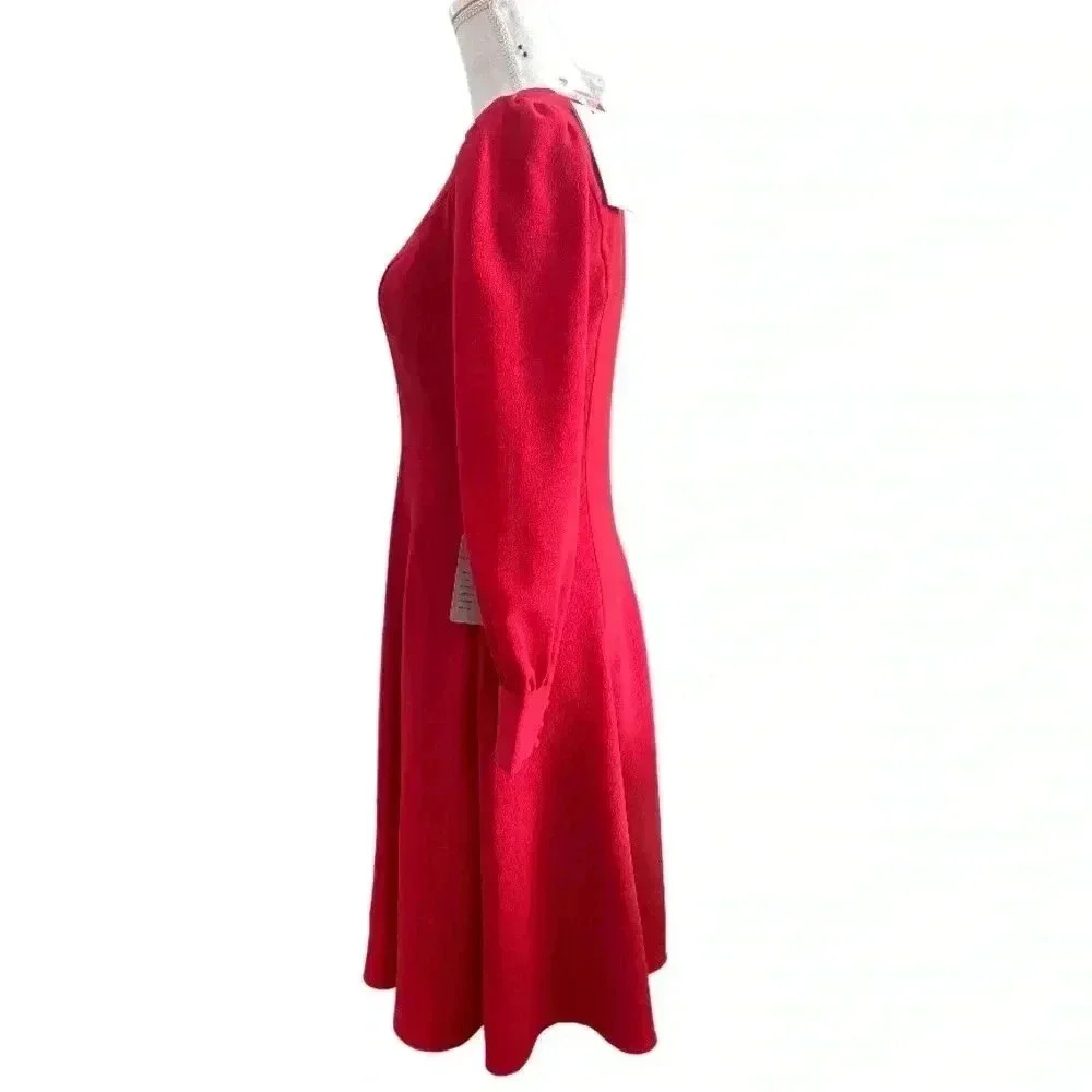 NWT Gal Meets Glam V- Neck Blouson Sleeve Fit and Flare Dress women’s Size 4 - Picture 2 of 10